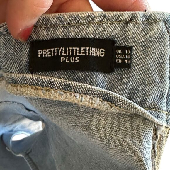 PrettyLittleThing Plus Denim Corset Tube Top Size 14 Y2K Streetwear - Picture 4 of 8